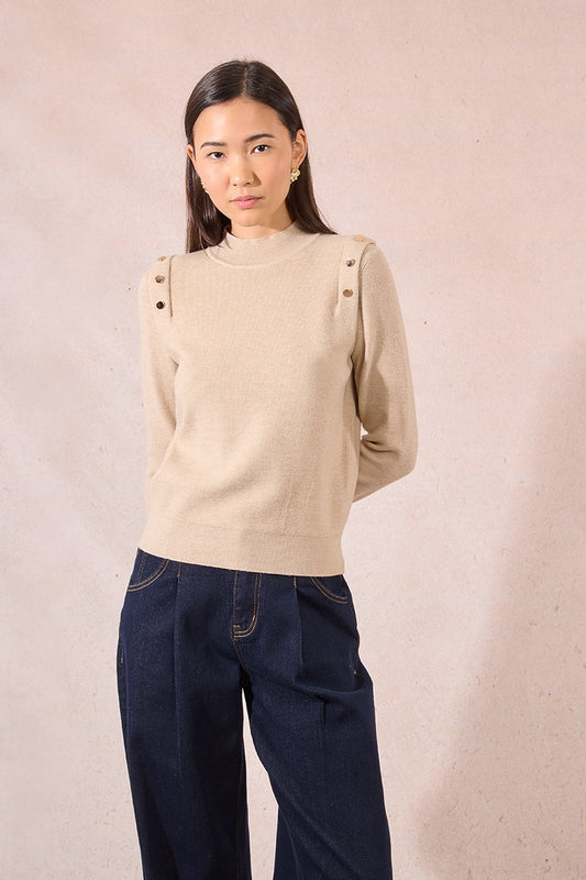 Fine Knit Sweater - Beige
