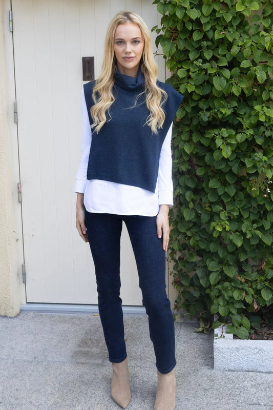 Zeus High Neck Gilet - Navy